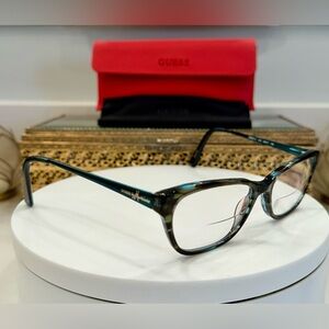 Guess Marciano - Rx - Eyeglass Frames, Wide, Blue Fleck - EUC w/ Case & Cloth